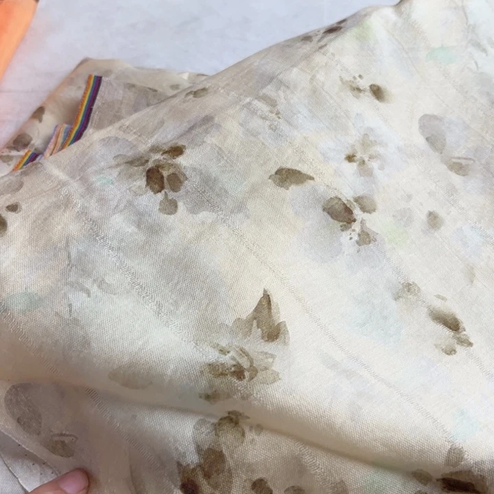 棉混纺咖色印花1米