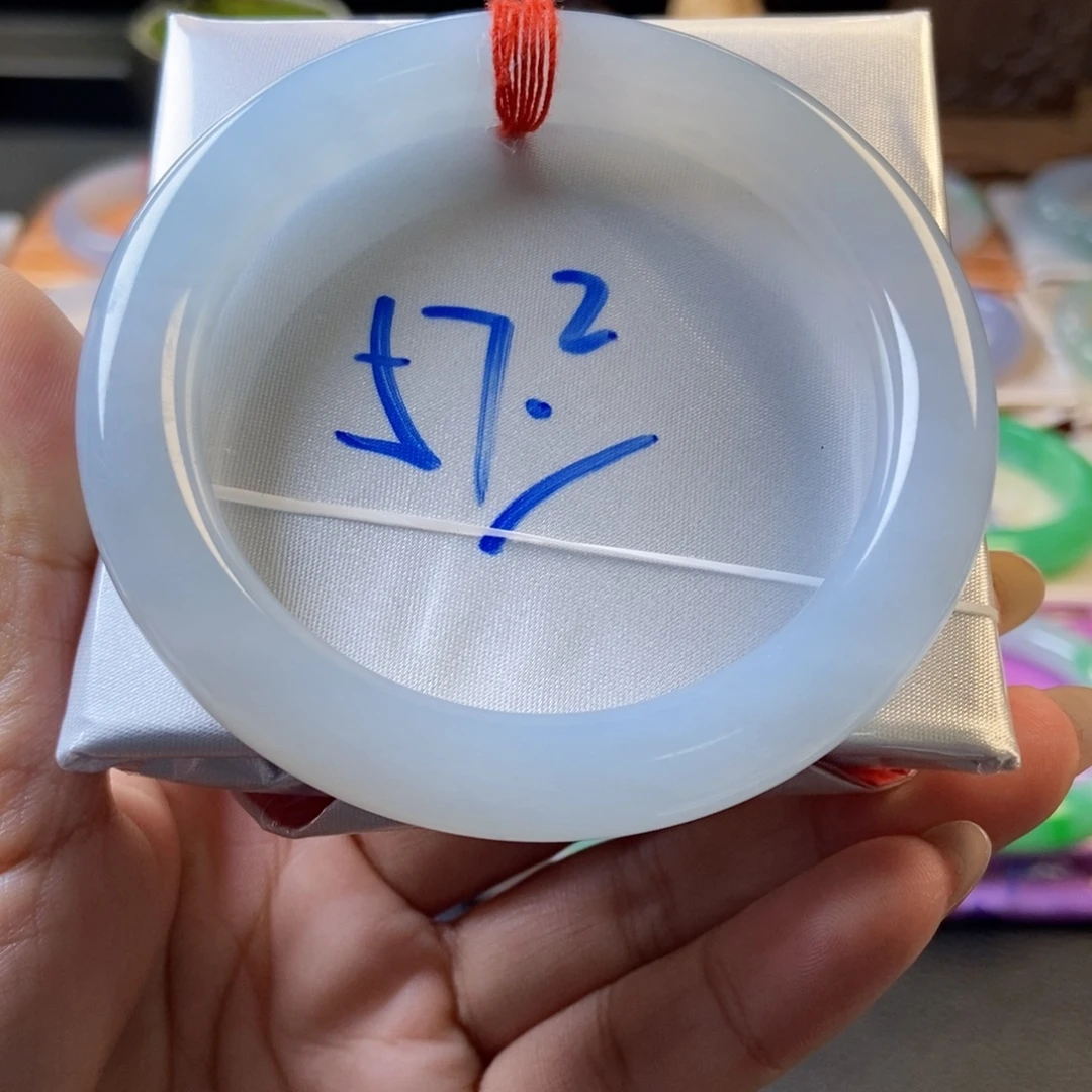 翡翠未镶嵌手镯39冰胶蓝圆条