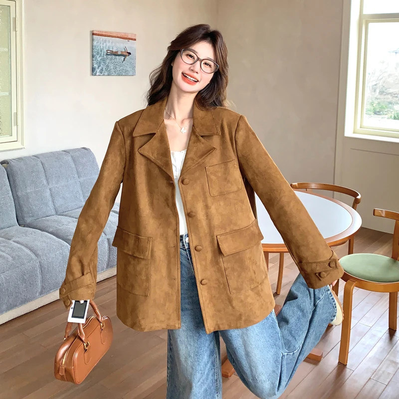 美式复古西装外套女春秋2025新款高级感炸街小众别致机车西服上衣