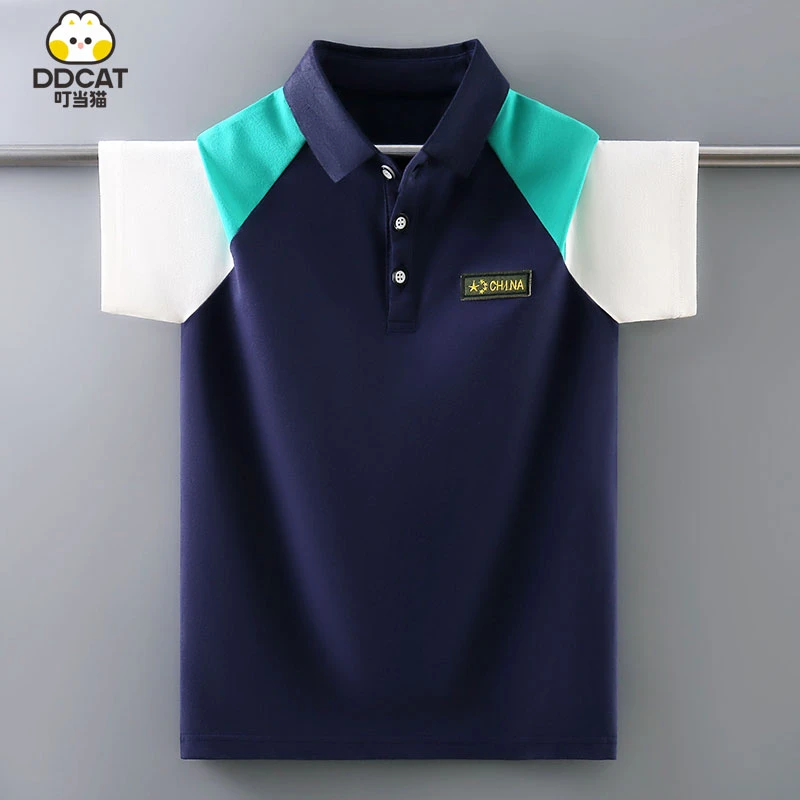 ddcat/叮当猫男童t恤短袖夏装2025新款儿童POLO衫夏季中大童纯棉