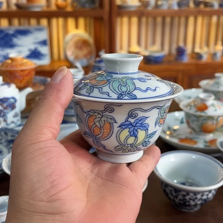 錡镇堂手工手绘盖碗