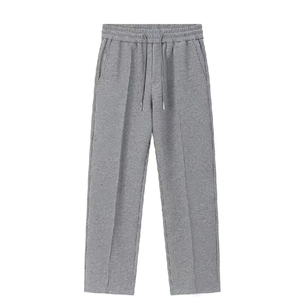 男士秋季新款轻奢时尚舒适运动慢跑裤重磅新款线条拼接直筒休闲裤