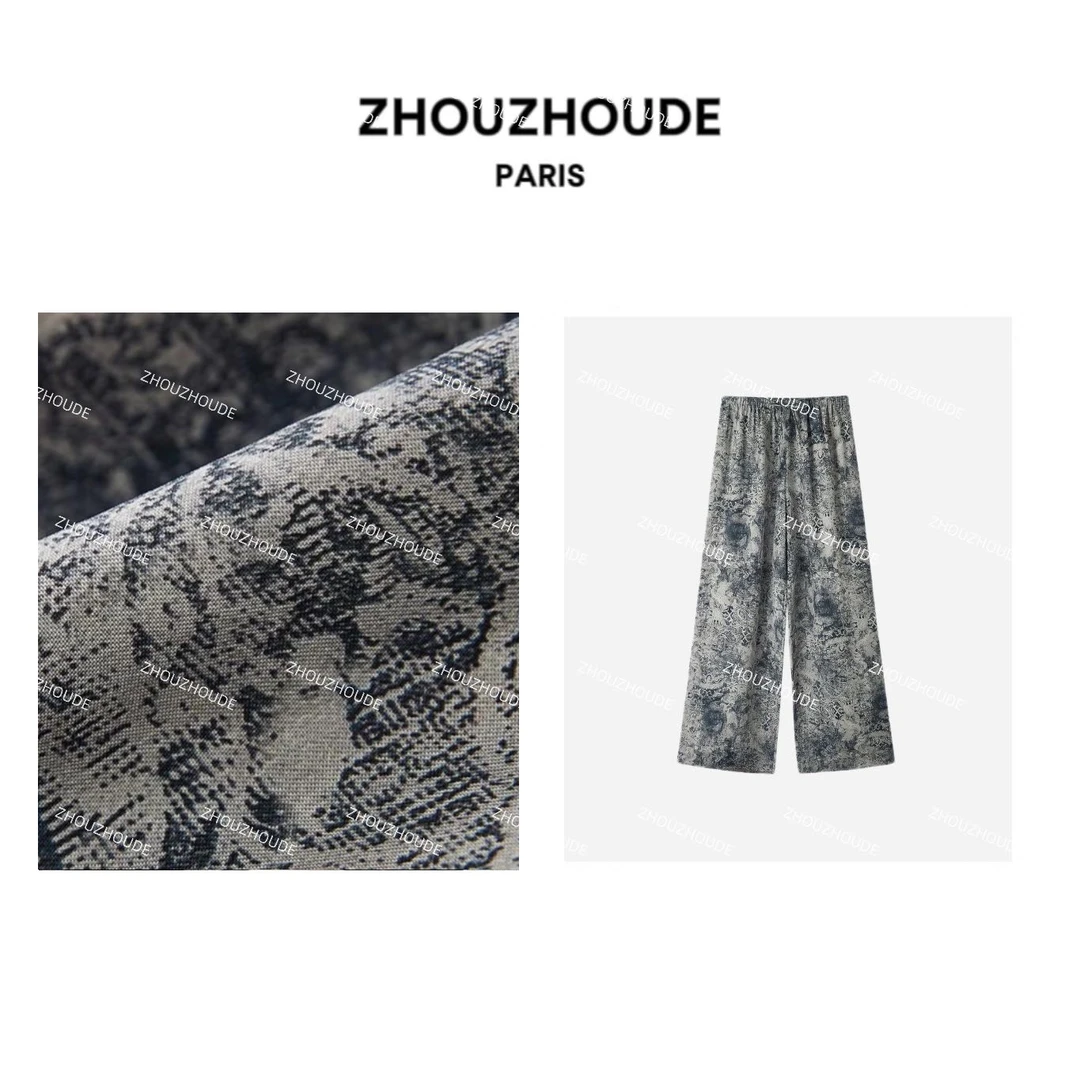 ZHOUZHOUDE【月河星沙】进口人丝香云纱工艺丝滑凉感纤维复古直筒裤