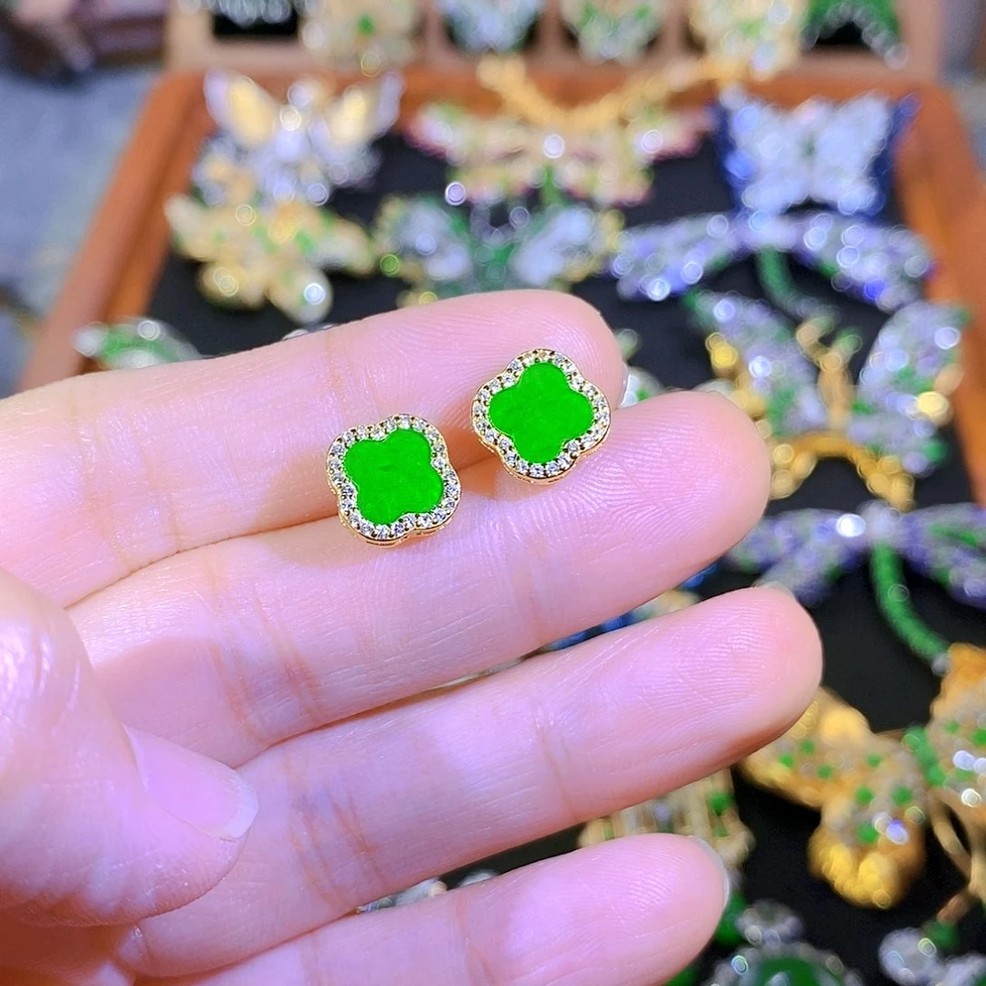 吊坠(不含链)银S925镶嵌翡翠