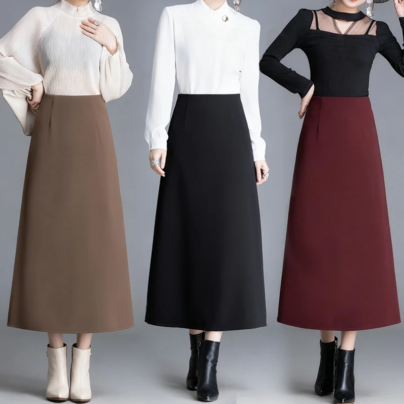 a字半身裙女士秋冬新款气质长裙垂感西装裙修身显瘦裙子独特半裙
