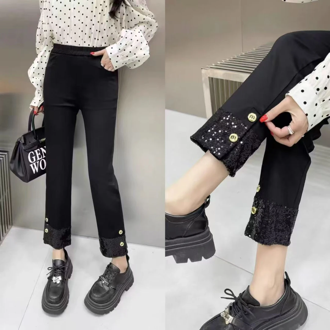 彤彤家2513亮片烟管裤