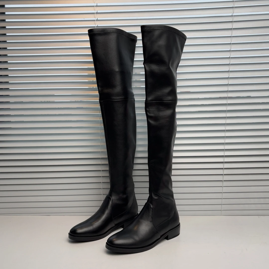 【仅剩35码】真皮跟高3.5cm长靴Y106