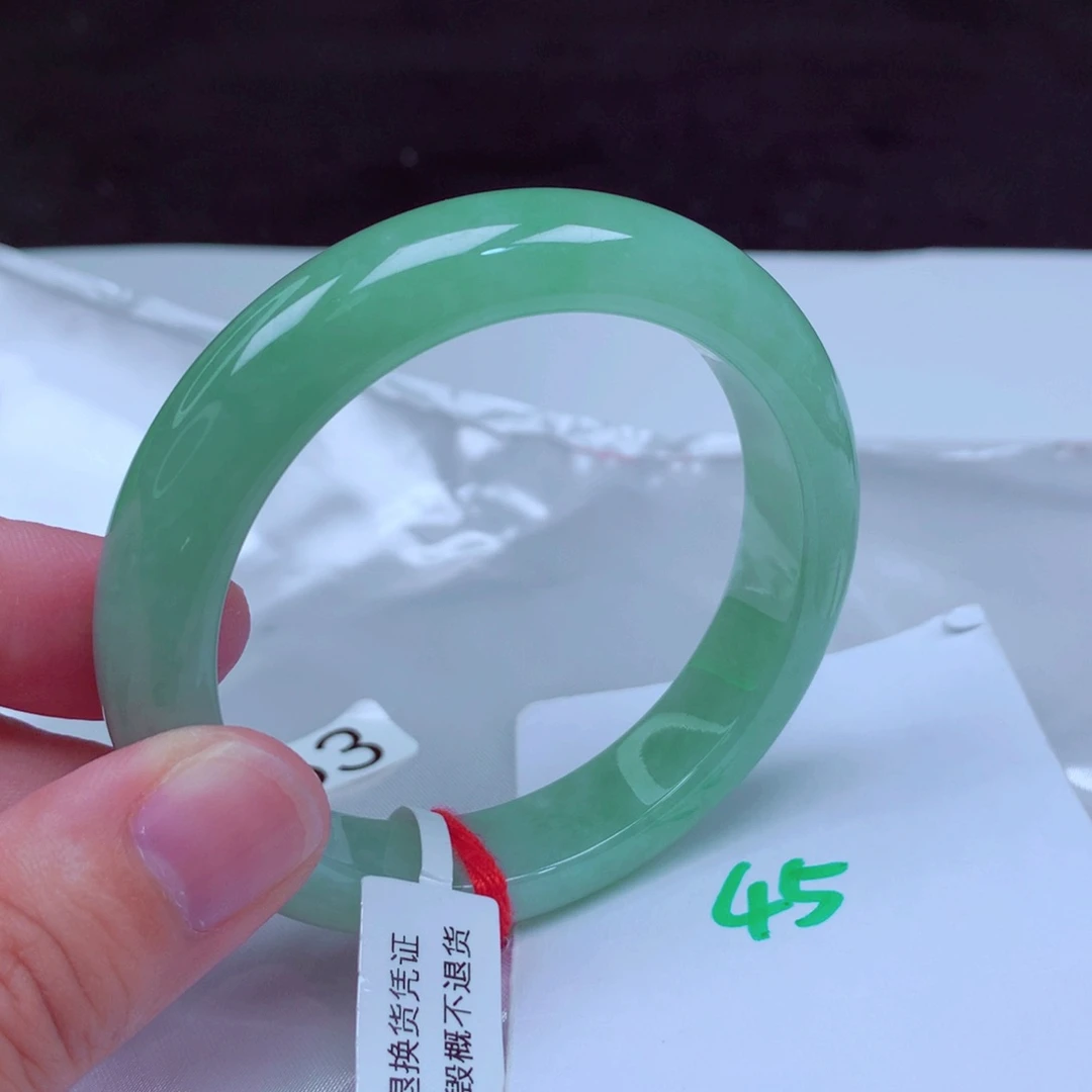 未镶嵌手镯翡翠缅甸天然A货翡翠手镯53.5