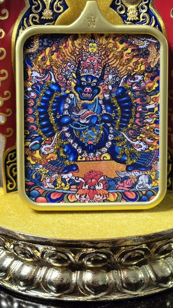 梵天精品唐卡 彩金大威德 带五路财神绳