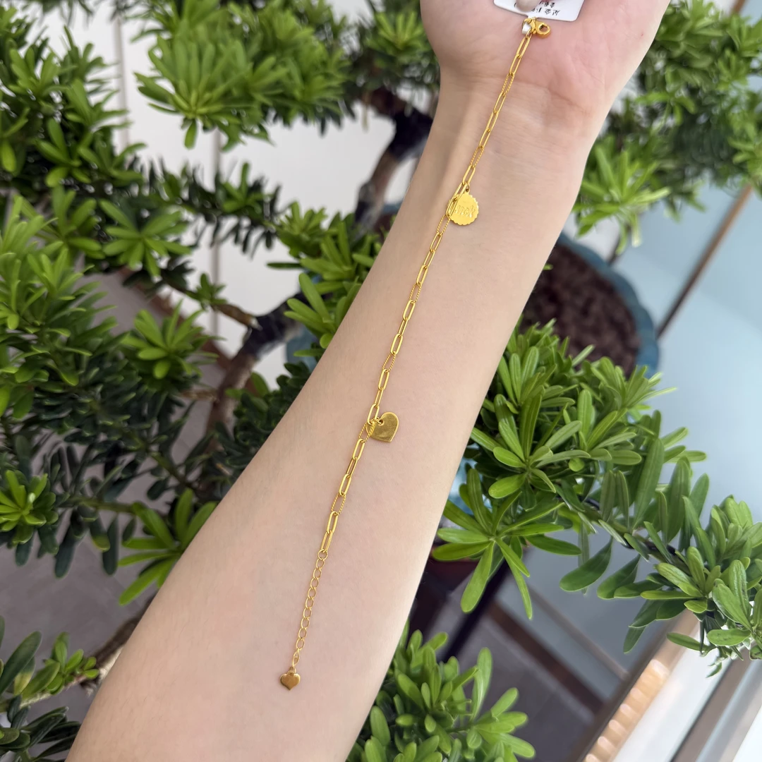 TS『元气满满』幸运小爱心卡链手链 5G黄金足金999 龙虾扣