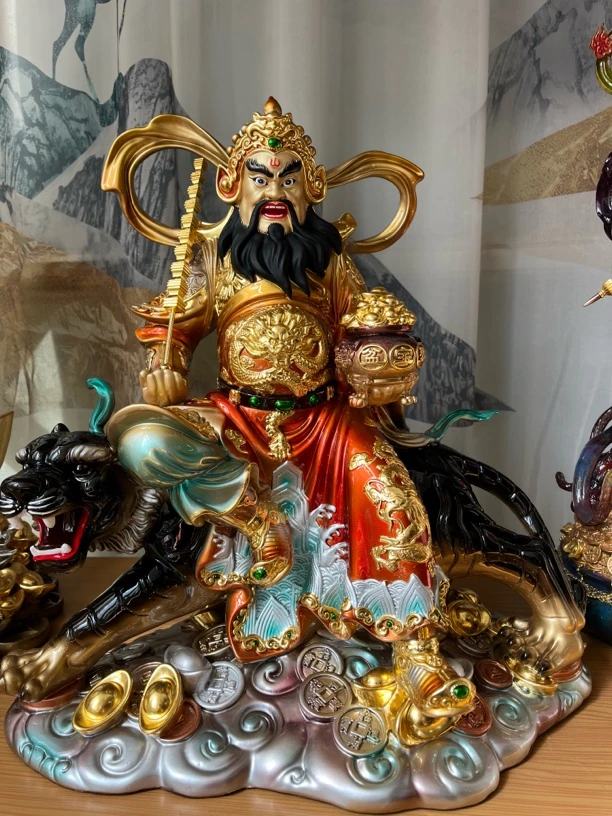 16寸纯铜彩绘赵公明赵元帅高约40厘米供奉摆件