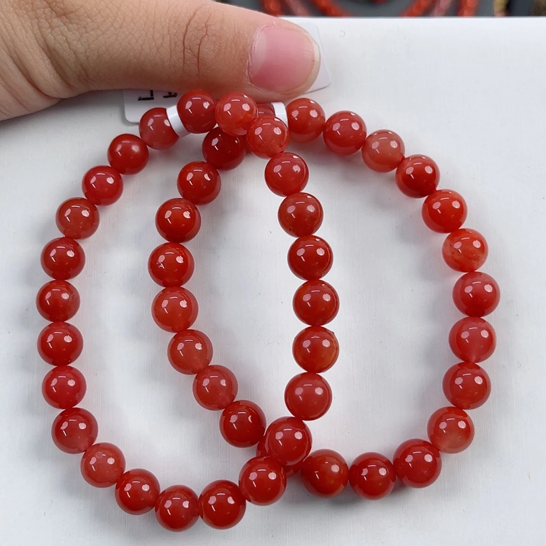 未镶嵌瓦西锦红单圈8（多样式发其一）南红玛瑙