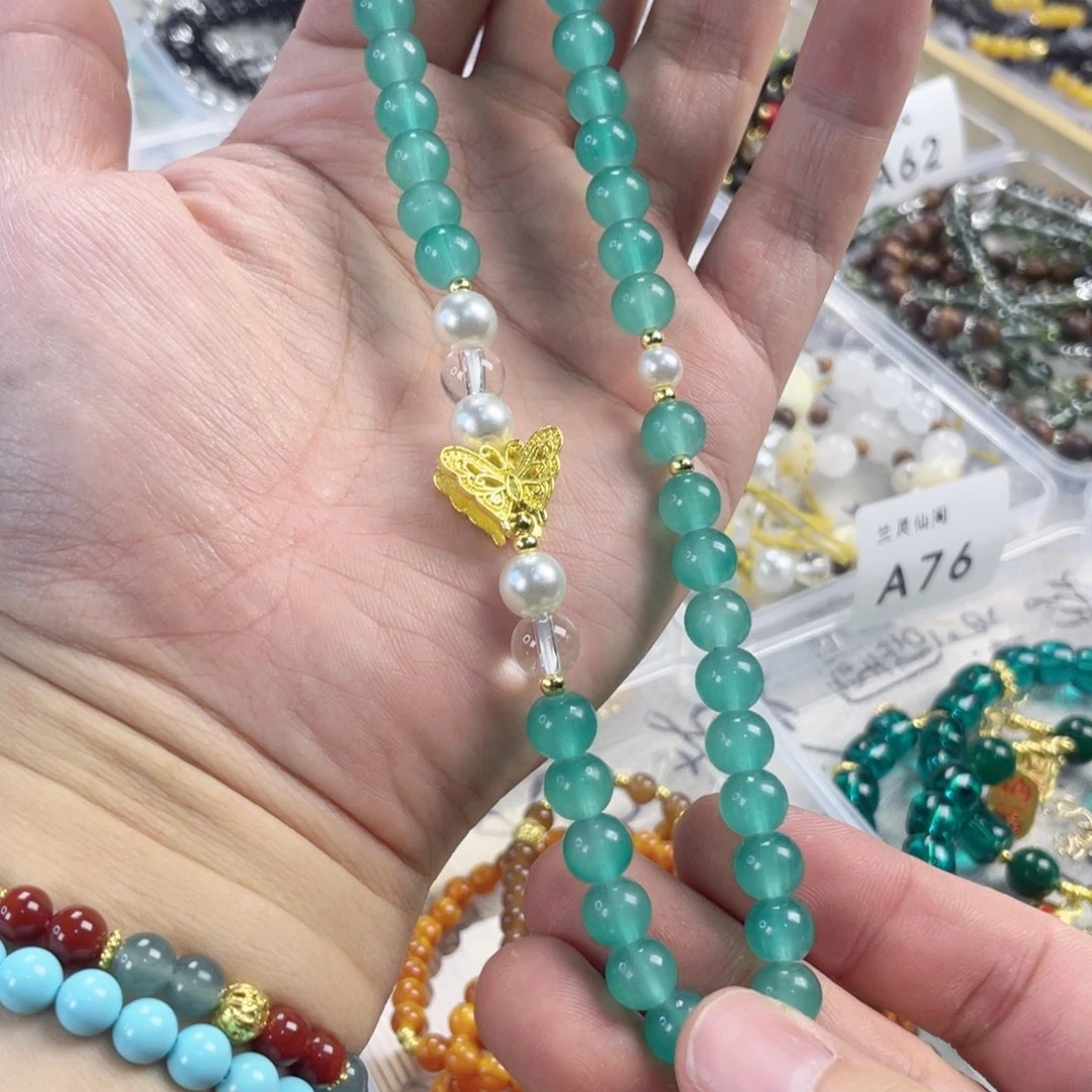 檀香紫檀（小叶紫檀）手串银S925镀金镶嵌