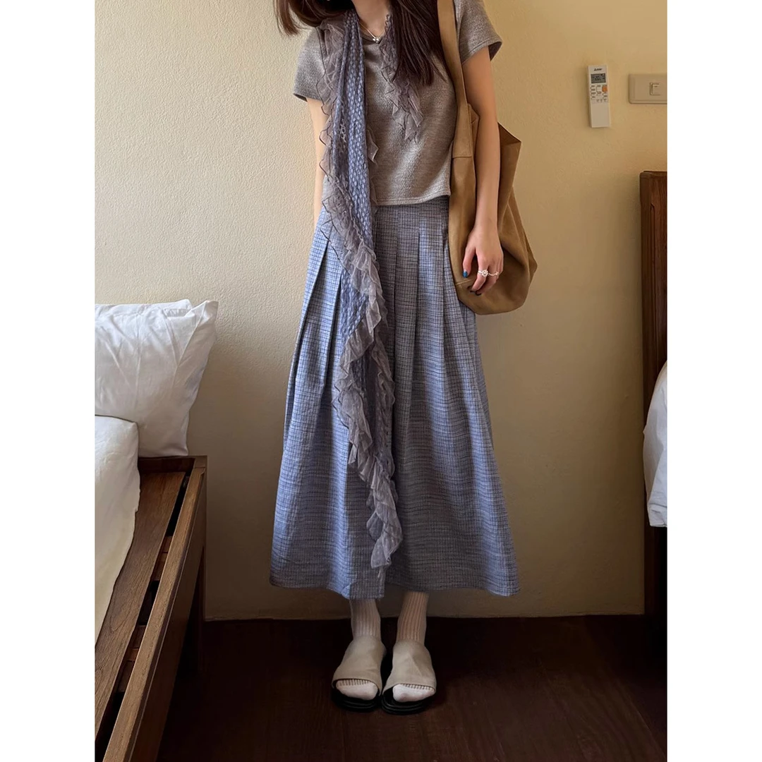 实物太美！不能错过！复古通勤格纹半身裙女百搭显瘦法式a字中长裙