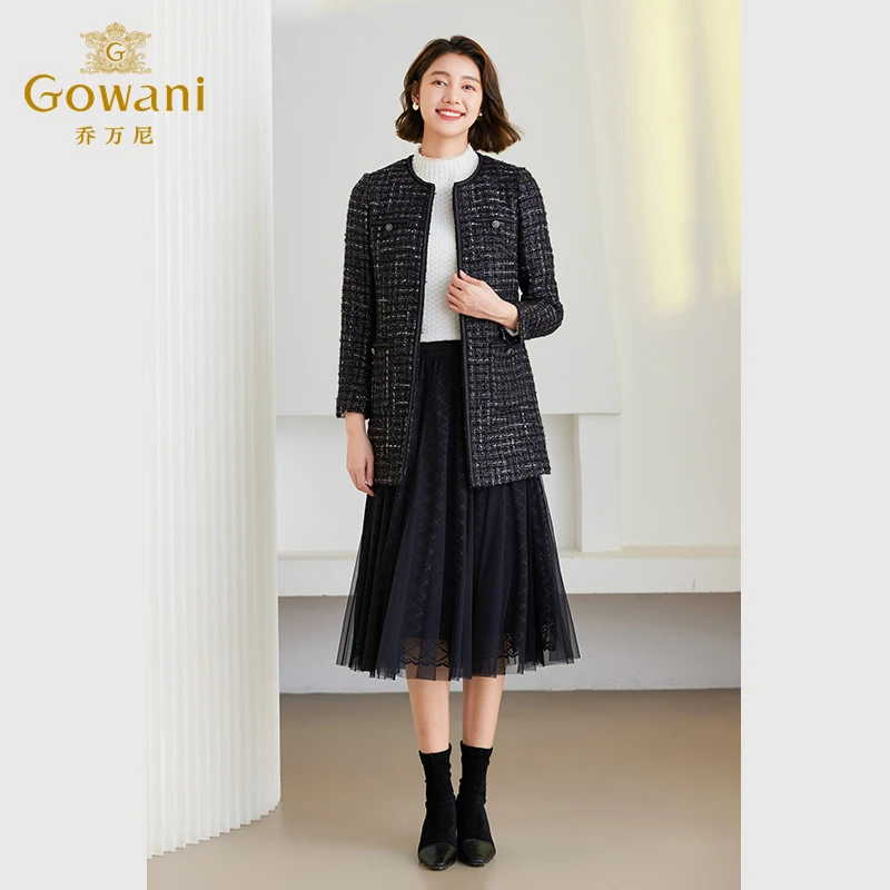 乔万尼小香风粗花呢绵羊毛大衣洋气高级精致感商场同款ET4A869