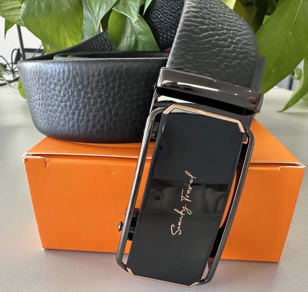 海真皮头层牛皮自动扣皮带裤腰带黑色潮流10百搭