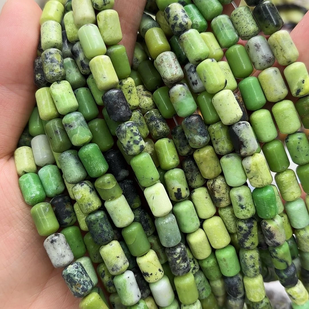 未镶嵌玛瑙/玉髓珠宝半成品6×10绿奥宝柱子一条