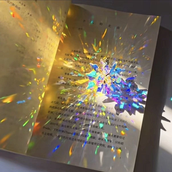 太阳捕手棱镜光之立方水晶体挂件雪花创意流光玫瑰花桌面摆件情侣