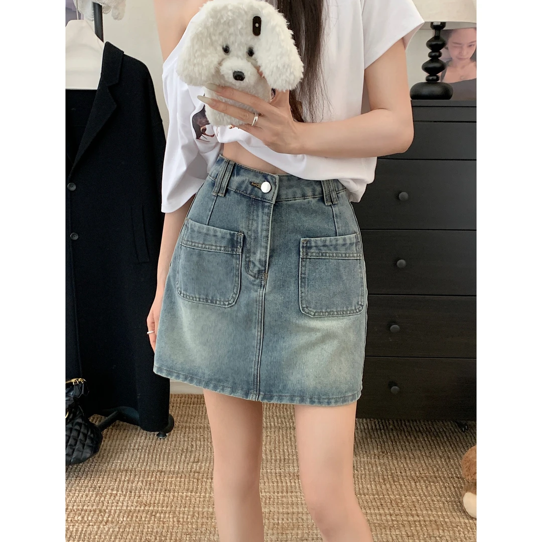 2025年夏季大码女装辣妹小个子牛仔半身裙高腰显瘦包臀短裙65532