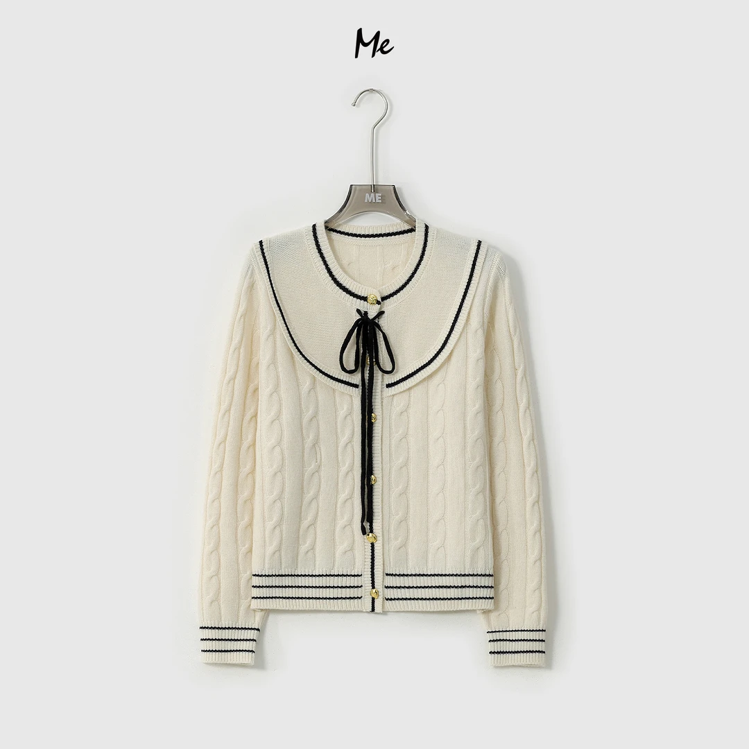 ME【甜心派】超细美利奴绵羊毛减龄复古绞花保暖针织毛衣MESA3868