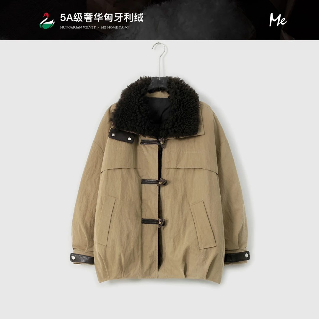 ME【松木鹅包】匈牙利进口95白鹅绒泰迪羊毛卷保暖羽绒服MESA4719