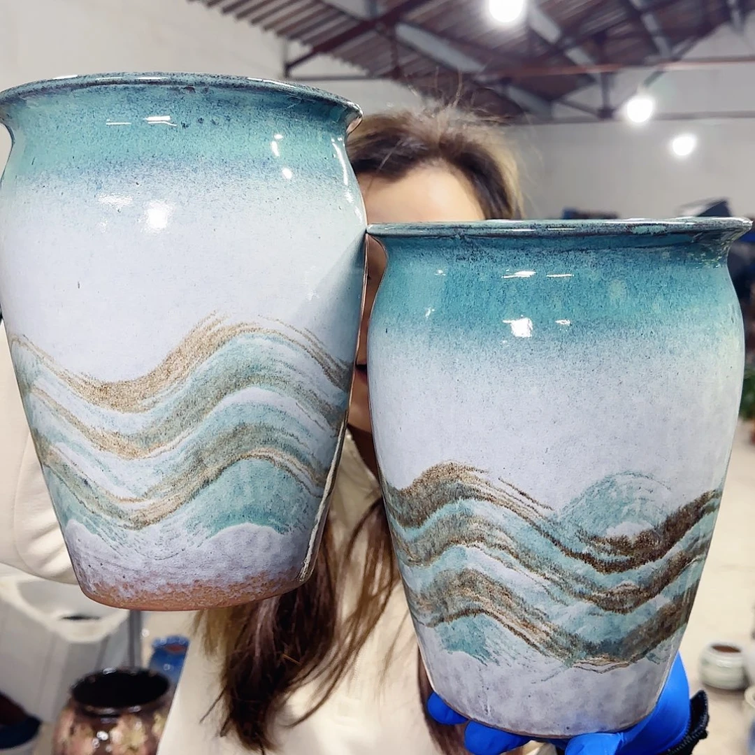 紫砂花盆高23口17