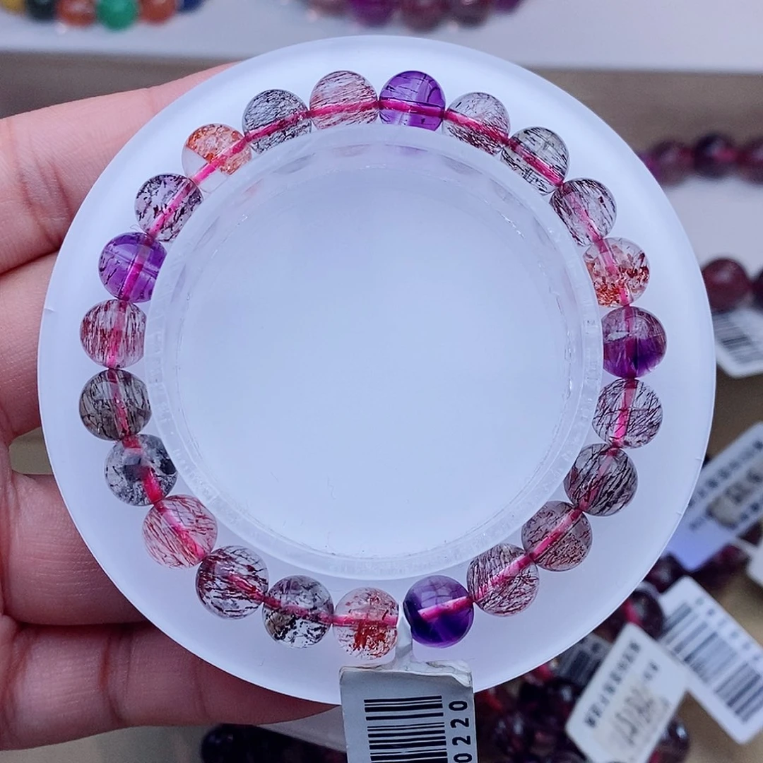 未镶嵌手链水晶黑加侖超七8+m