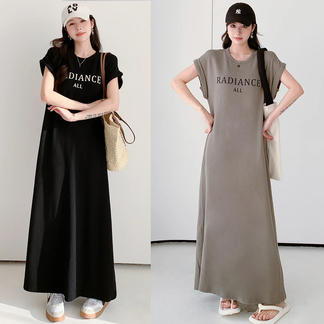 2025春夏上新/阳光少女连衣裙 字母印花宽松长款裙子女