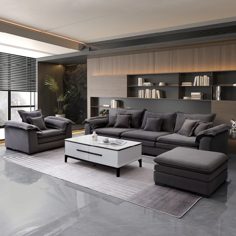 意式极简巨无霸大坐深布艺猫爪布客厅现代简约直排可拆洗布艺沙发