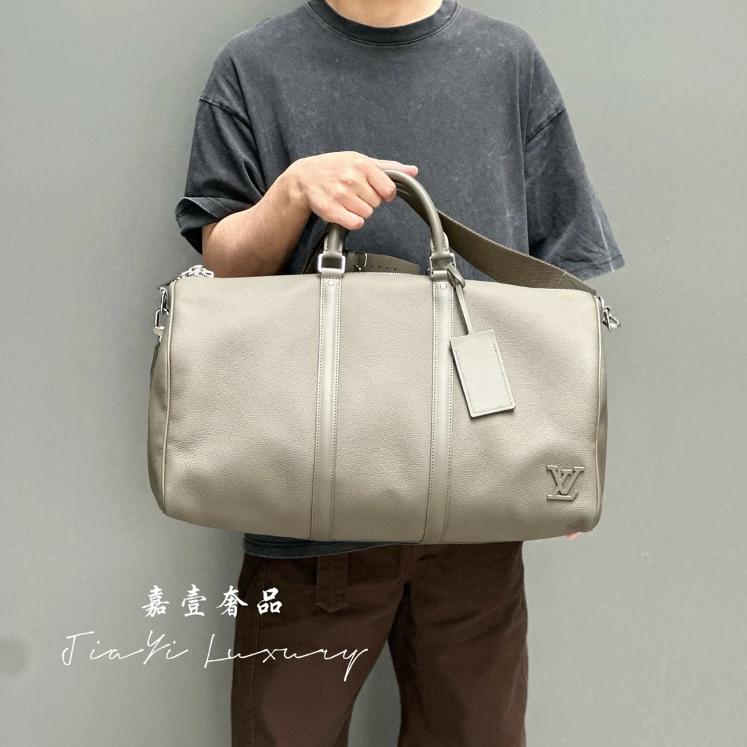全新未使用 LouisVuitton/路易威登 7305 keepall50墨绿全皮压纹