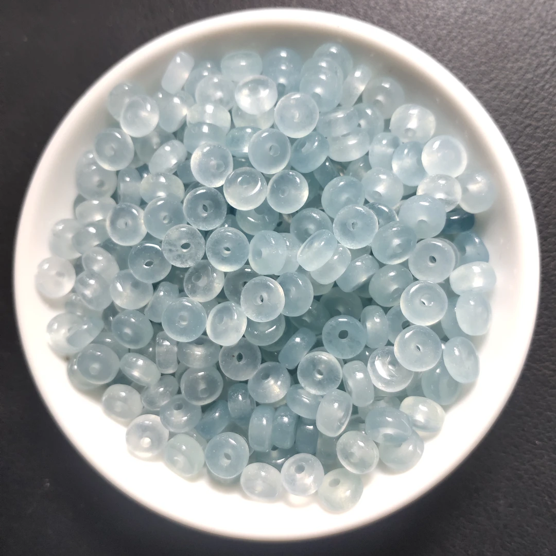 散珠w803冰川蓝*海蓝宝算盘6*3mm*30颗