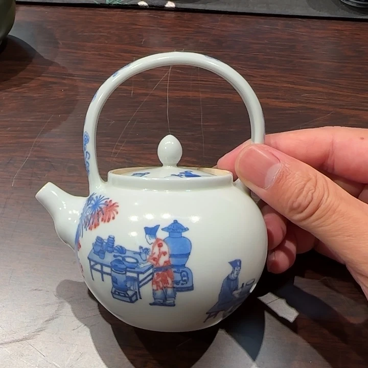 南山雪堂点茶图侧把壶