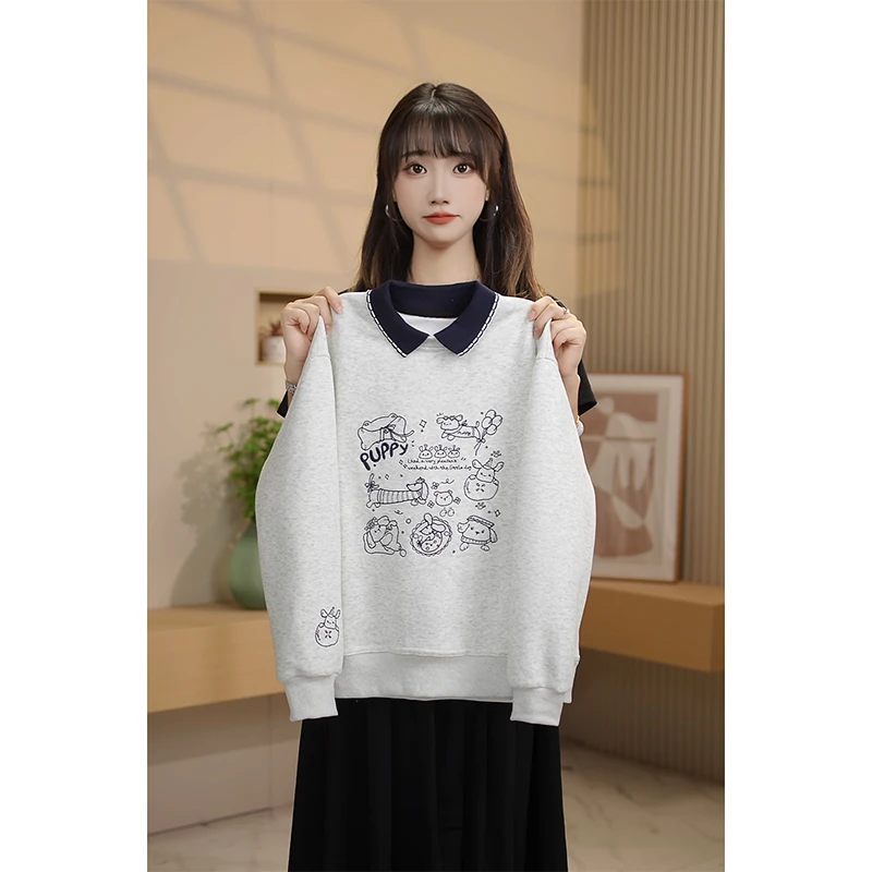 女童卫衣春秋款2025新款翻领小动物时髦百搭儿童秋装上衣Q63109