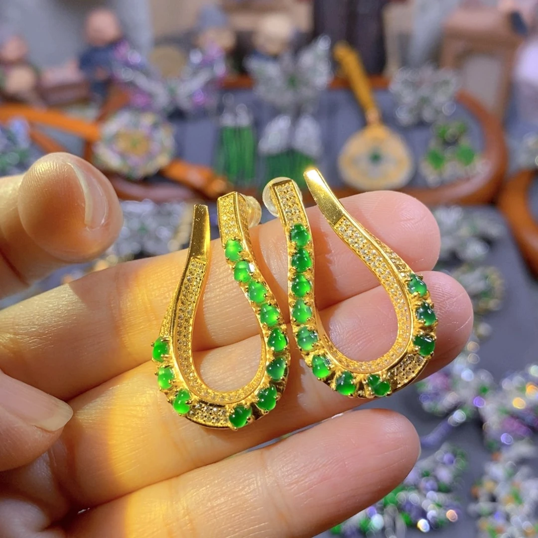 吊坠(不含链)银S925镶嵌翡翠