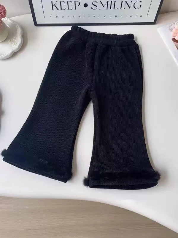 HHkids女童时尚韩版加绒加厚百搭洋气儿童休闲裤
