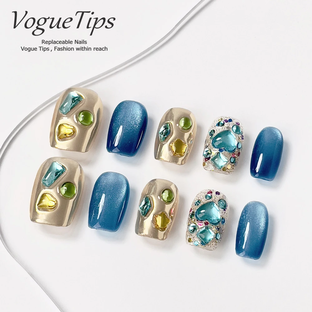 VogueTips 星云链短款轻奢碎钻手工穿戴甲韩式ins风短芭蕾ZB498