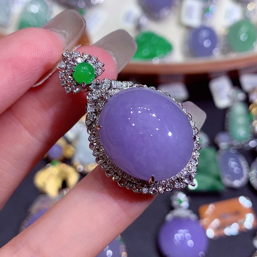 吊坠(不含链)18K金镶嵌翡翠