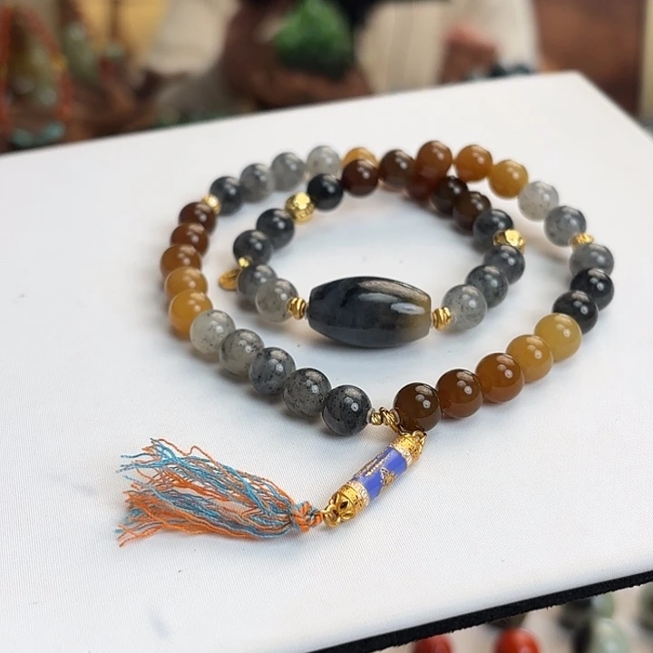 和田玉（青白玉）银S925镶嵌手链