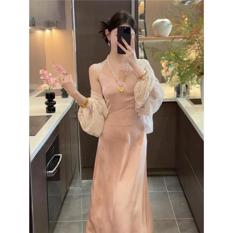 新中式国风复古上衣吊带连衣裙2025新款气质两件套优雅典雅风漂亮