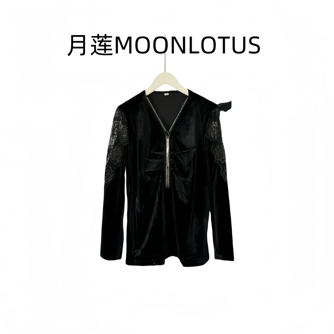 G153长袖V领T恤上衣秋季小众打底时尚