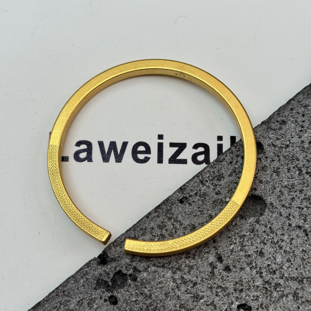 合金手镯 17775简约方形磨砂开口手镯