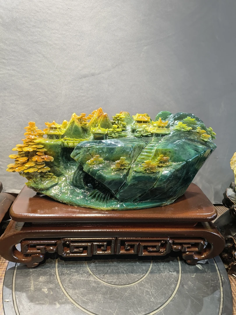 山水手工雕刻中式玄关书房装饰