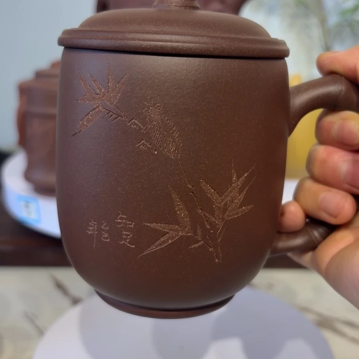 紫泥知足杯容量450cc 宜兴紫砂