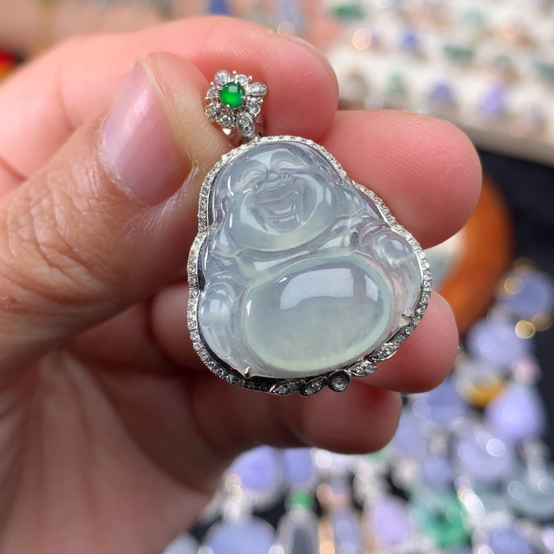 吊坠(不含链)18K金镶嵌翡翠