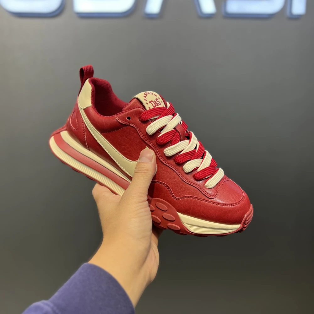 男士潮流休闲鞋时尚运动百搭软底软面舒适百搭潮流老爹鞋圆头系带