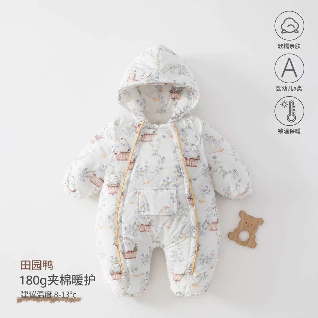 【萌】连体衣180g棉服连帽款秋冬宝宝衣服新生儿加厚保暖安阳婴童装