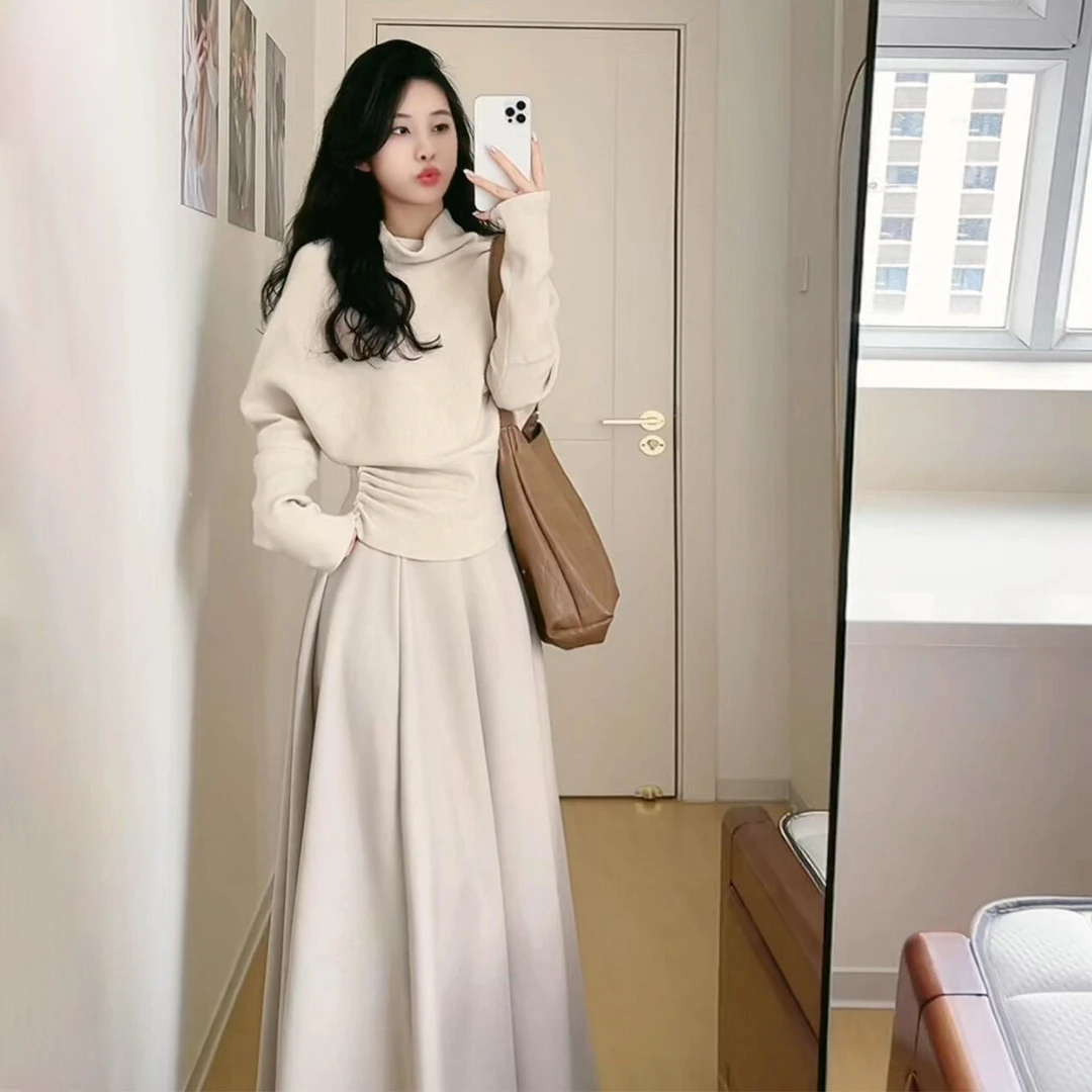 法式高级感针织毛衣半身裙套装女秋冬2026新款时尚穿搭一整套长裙
