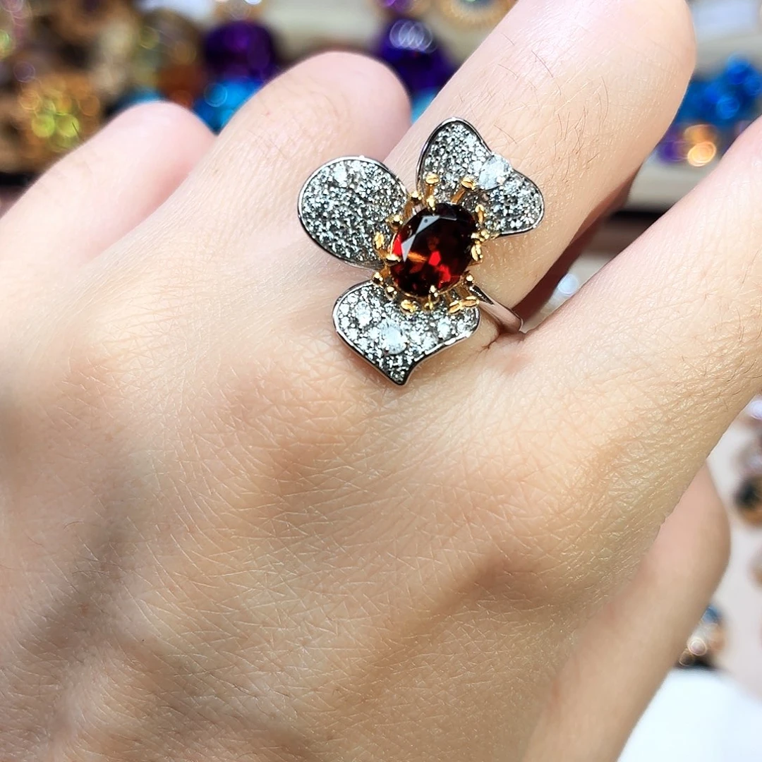 银S925镶嵌戒指石榴石