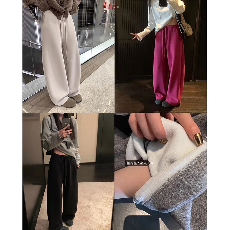 ACUN品牌 松弛慵懒感懒人休闲裤女冬百搭加绒加厚保暖香蕉裤卫裤