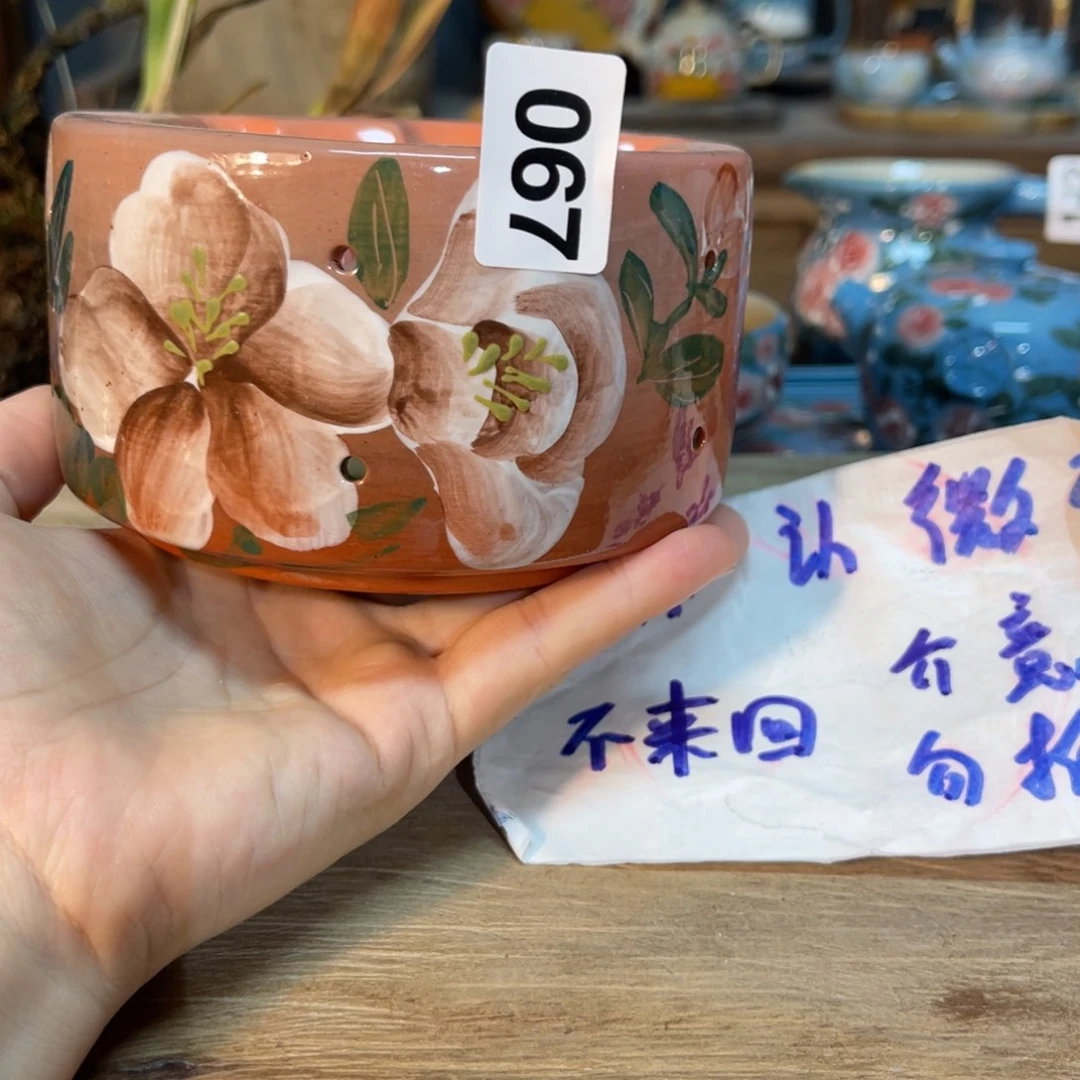 壶素浅陶瓷手工手绘